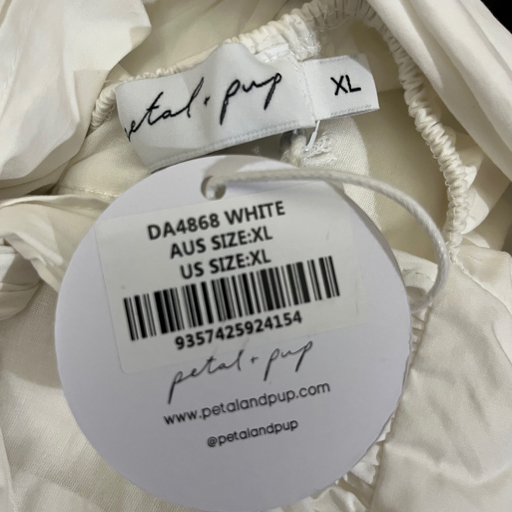 Petal & Pup Alice Bow Back Midi Dress Cotton White size XL NWT - Picture 9 of 9